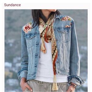 Sundance Poise Canyon Floral Embroidery Denim Jean Jacket - Small